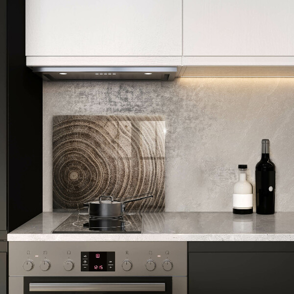 Glas Herdabdeckplatte Holzringe