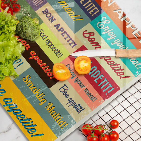 Glas Herdabdeckplatte Untertitel Guten Appetit Sprachen