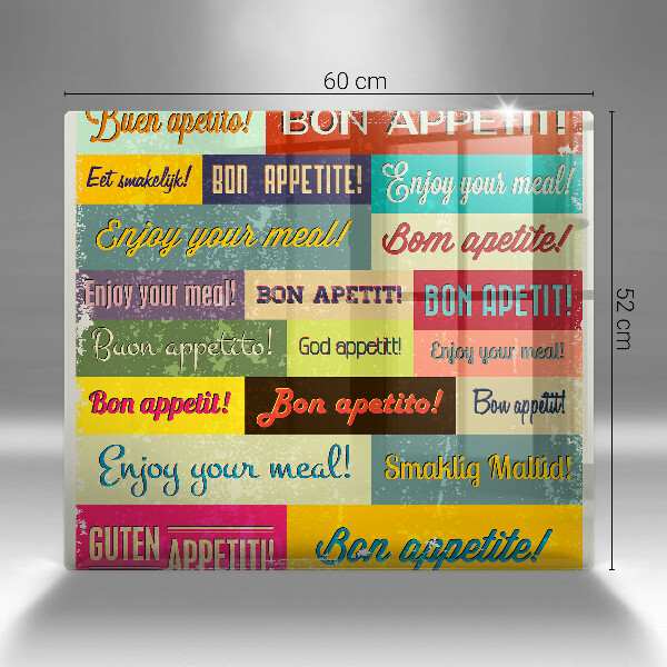 Glas Herdabdeckplatte Untertitel Guten Appetit Sprachen