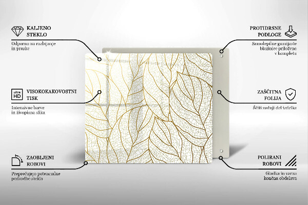 Glas Herdabdeckplatte Line-Art-Blättermuster