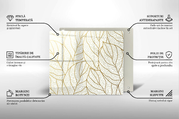 Glas Herdabdeckplatte Line-Art-Blättermuster