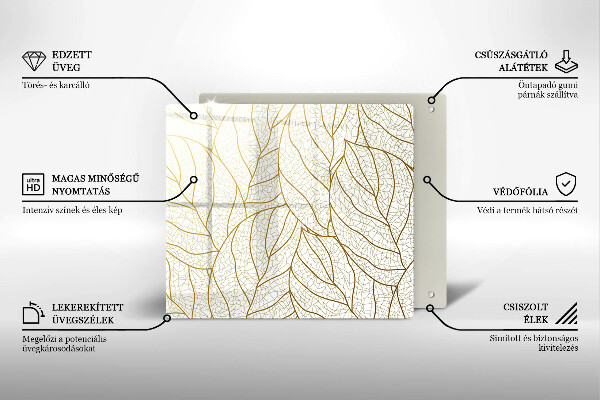Glas Herdabdeckplatte Line-Art-Blättermuster