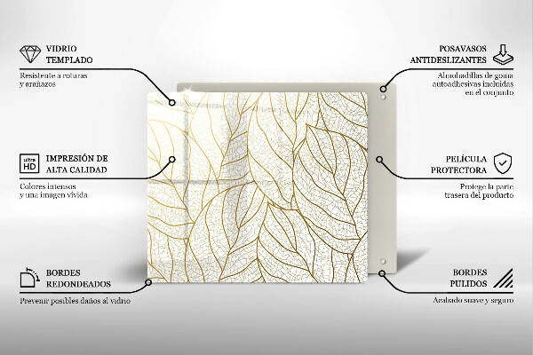 Glas Herdabdeckplatte Line-Art-Blättermuster