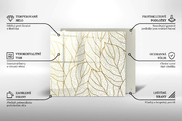 Glas Herdabdeckplatte Line-Art-Blättermuster