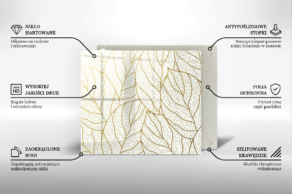 Glas Herdabdeckplatte Line-Art-Blättermuster