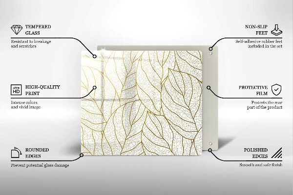 Glas Herdabdeckplatte Line-Art-Blättermuster