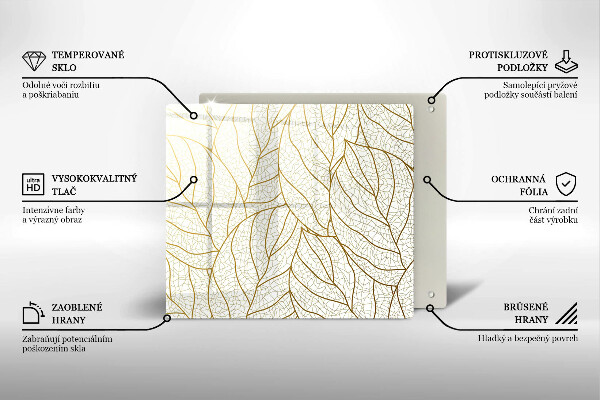 Glas Herdabdeckplatte Line-Art-Blättermuster