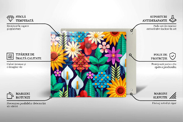 Glas Herdabdeckplatte Blumenwieseillustration