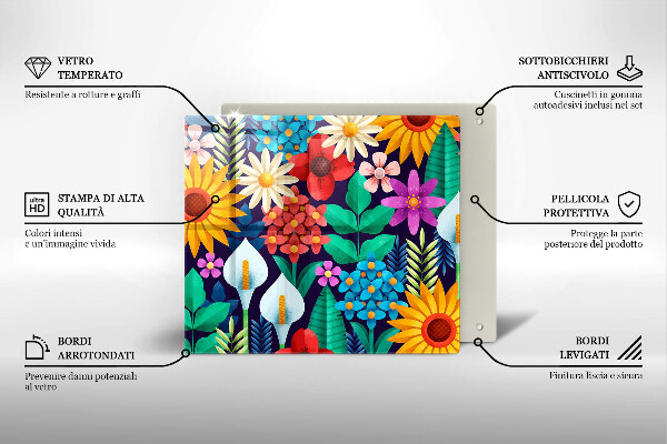 Glas Herdabdeckplatte Blumenwieseillustration