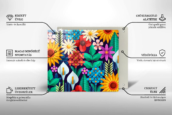 Glas Herdabdeckplatte Blumenwieseillustration