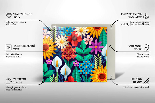 Glas Herdabdeckplatte Blumenwieseillustration