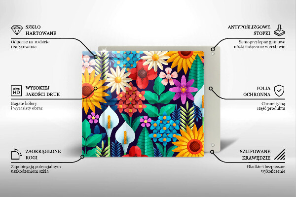 Glas Herdabdeckplatte Blumenwieseillustration