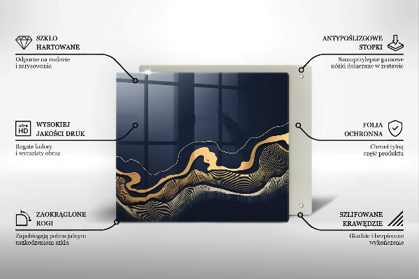 Glas Herdabdeckplatte Abstrakte goldene Linien
