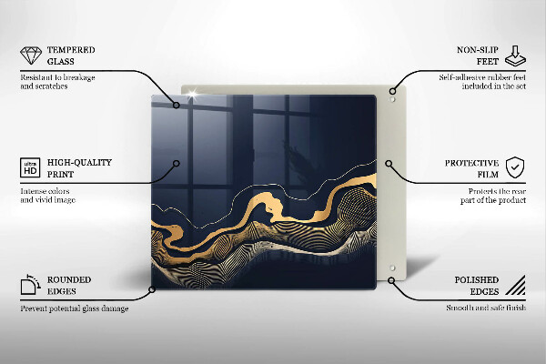 Glas Herdabdeckplatte Abstrakte goldene Linien