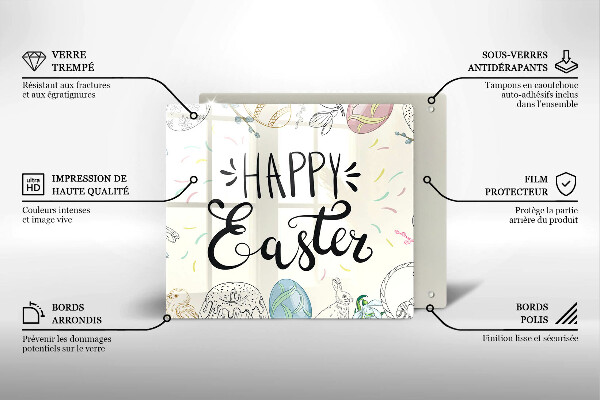 Glas Herdabdeckplatte Happy Easter