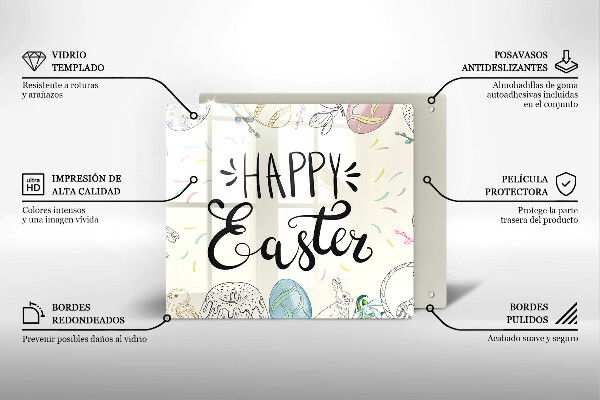 Glas Herdabdeckplatte Happy Easter