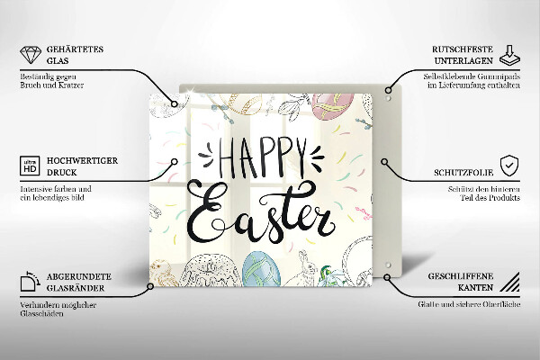 Glas Herdabdeckplatte Happy Easter
