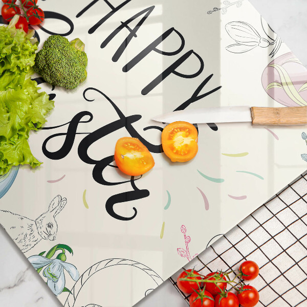 Glas Herdabdeckplatte Happy Easter