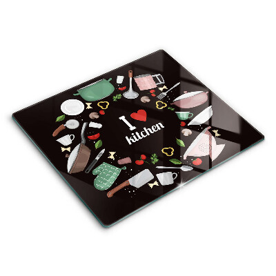 Glas Herdabdeckplatte Illustration Ich liebe Küche