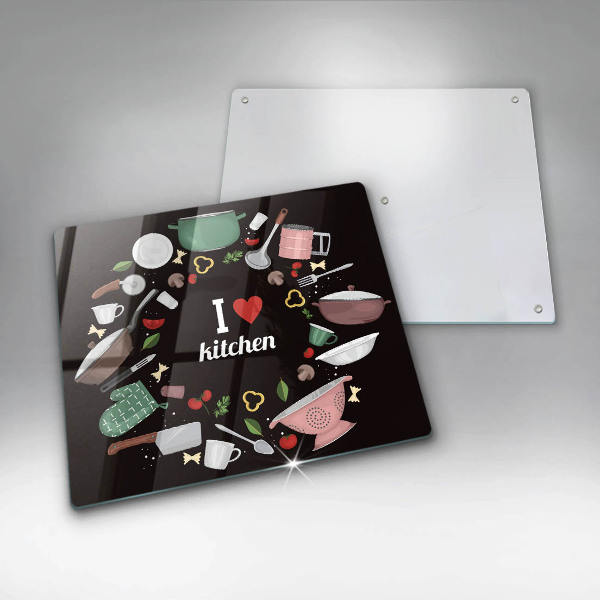 Glas Herdabdeckplatte Illustration Ich liebe Küche