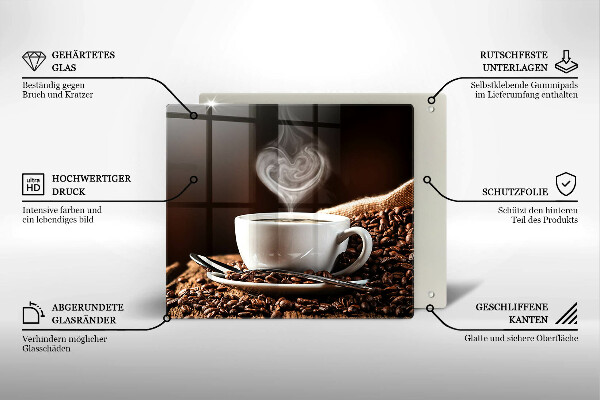 Glas Ceranfeldabdeckung Kaffee und eine Tasse