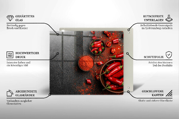 Glas Ceranfeldabdeckung Rote Chilischoten