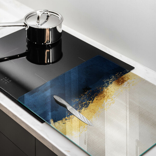 Glas Herdabdeckplatte Goldabstraktion