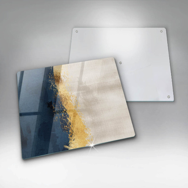Glas Herdabdeckplatte Goldabstraktion