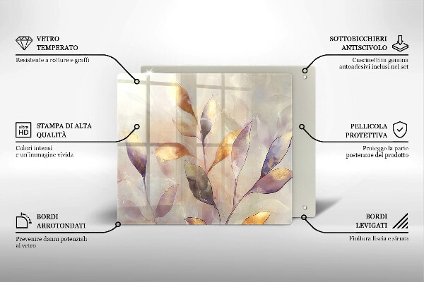 Glas Ceranfeldabdeckung Bemalte Boho-Blätter