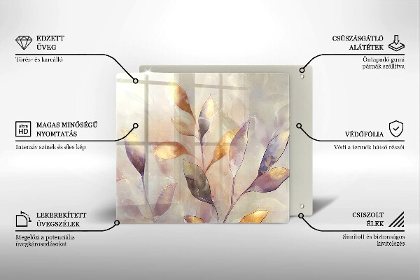 Glas Ceranfeldabdeckung Bemalte Boho-Blätter