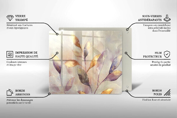 Glas Ceranfeldabdeckung Bemalte Boho-Blätter