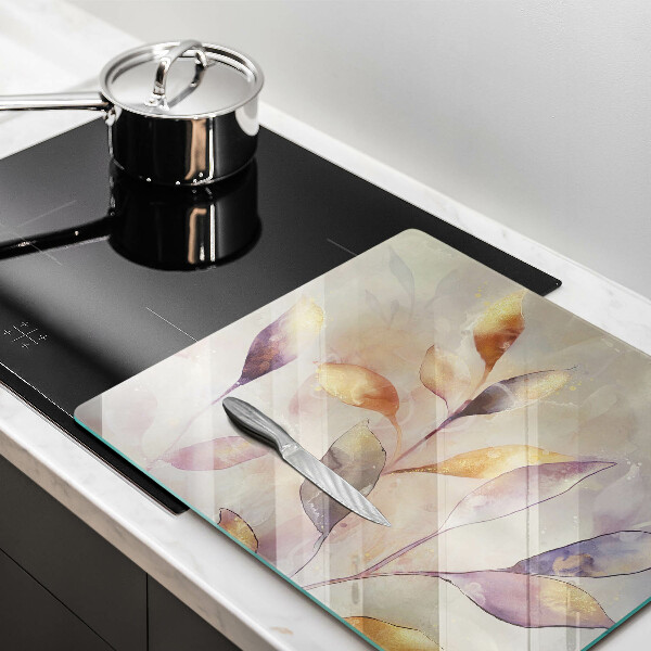 Glas Ceranfeldabdeckung Bemalte Boho-Blätter