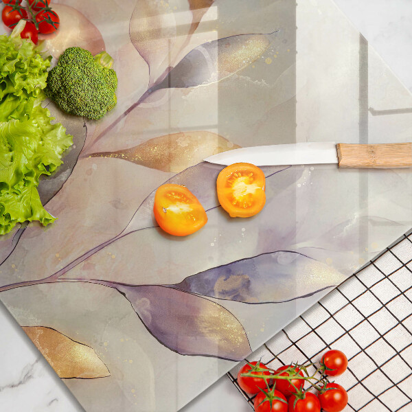 Glas Ceranfeldabdeckung Bemalte Boho-Blätter