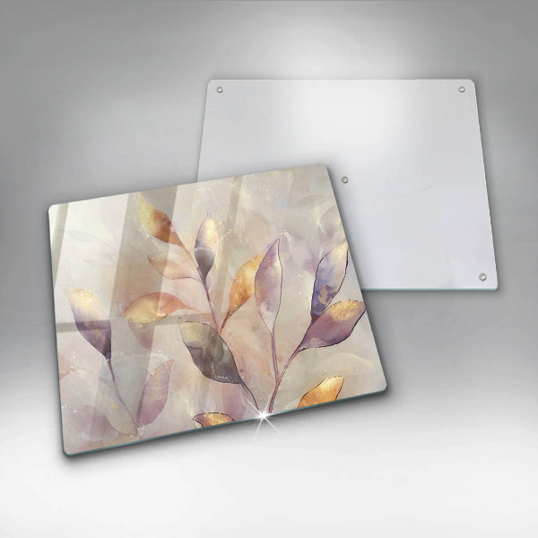 Glas Ceranfeldabdeckung Bemalte Boho-Blätter