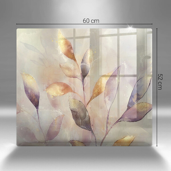 Glas Ceranfeldabdeckung Bemalte Boho-Blätter