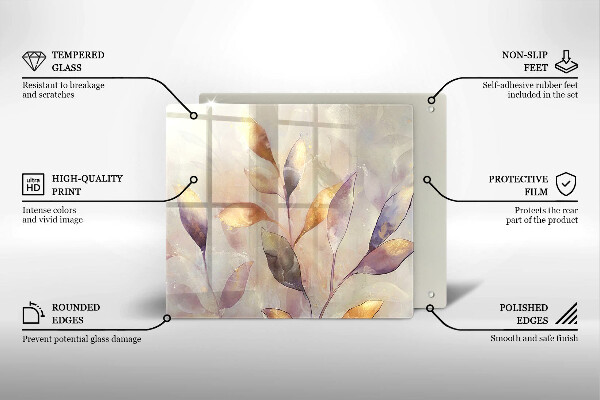 Glas Ceranfeldabdeckung Bemalte Boho-Blätter