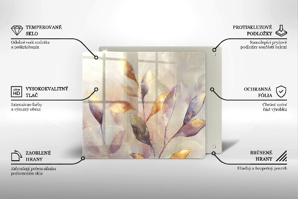 Glas Ceranfeldabdeckung Bemalte Boho-Blätter