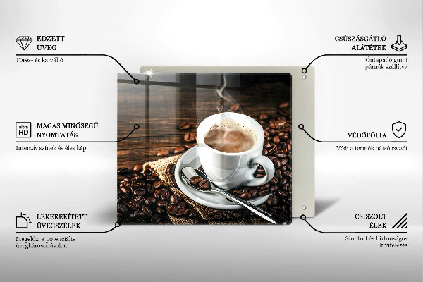 Glas Ceranfeldabdeckung Tasse und Kaffeebohnen