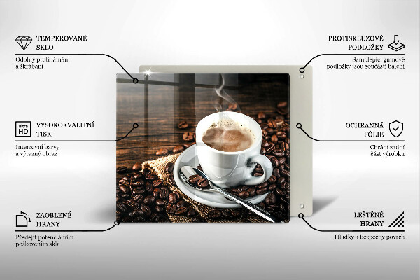 Glas Ceranfeldabdeckung Tasse und Kaffeebohnen