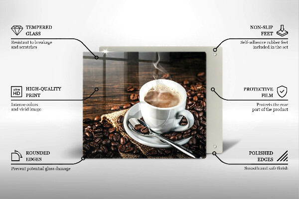 Glas Ceranfeldabdeckung Tasse und Kaffeebohnen