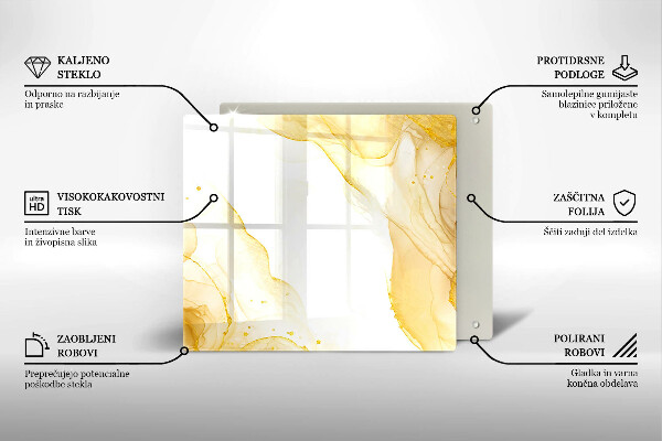 Glas Herdabdeckplatte Goldene Abstraktion