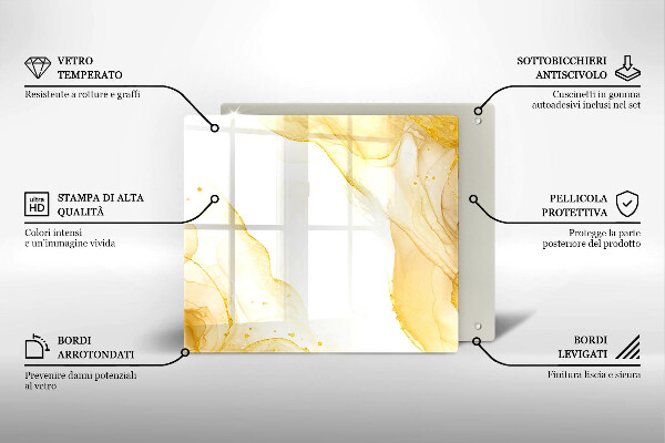 Glas Herdabdeckplatte Goldene Abstraktion