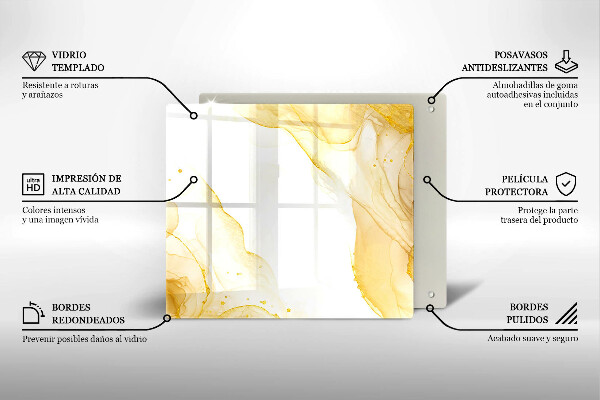 Glas Herdabdeckplatte Goldene Abstraktion