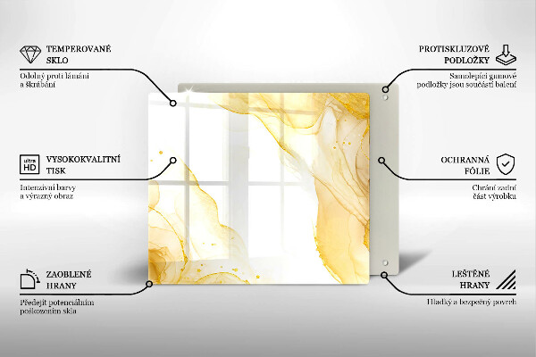 Glas Herdabdeckplatte Goldene Abstraktion