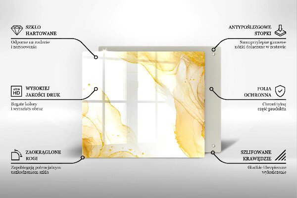 Glas Herdabdeckplatte Goldene Abstraktion