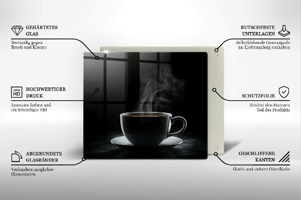 Glas Ceranfeldabdeckung Heiße Tasse Kaffee