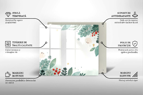 Glas Herdabdeckplatte Aquarellblätter