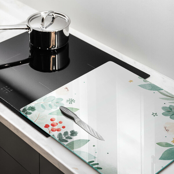 Glas Herdabdeckplatte Aquarellblätter