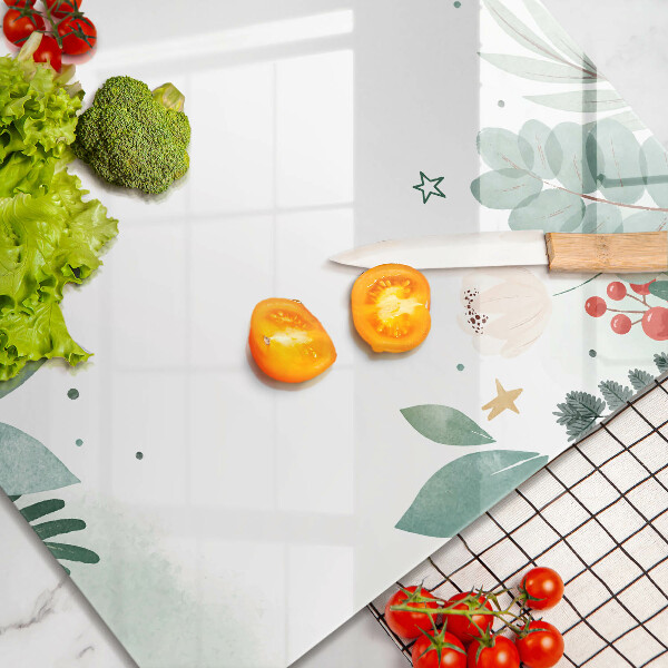 Glas Herdabdeckplatte Aquarellblätter