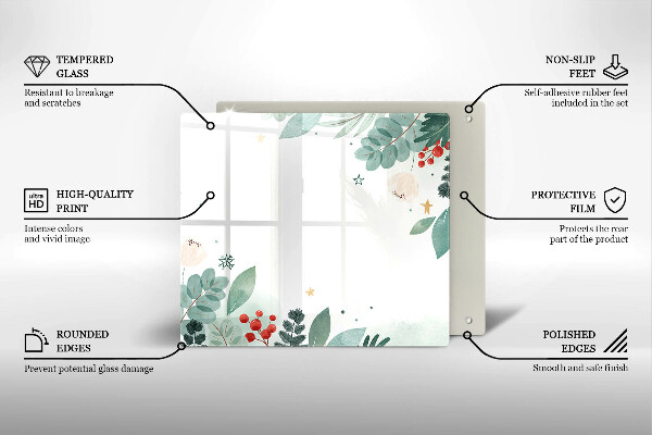 Glas Herdabdeckplatte Aquarellblätter